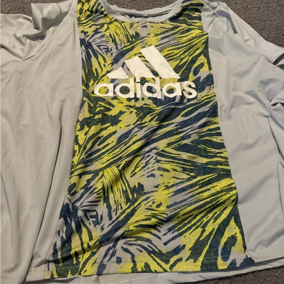 adidas Tops - Adidas Tee with Vibrant Yellow and Gray Pattern